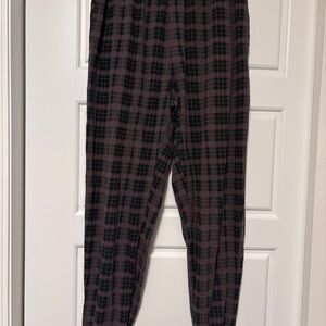 Calvin Klein Men's Black and Red Plaid Joggers